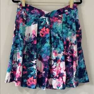 Cynthia Rowley Watercolor A Line Pleated Skirt size L